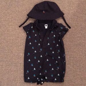 Janie and Jack sailboat romper and matching hat